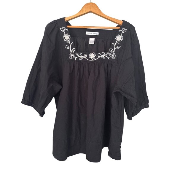 Maggie & Max Shirt Womens 3X  100% Cotton Embroidered Top Tunic Relaxed Fit - Picture 1 of 8